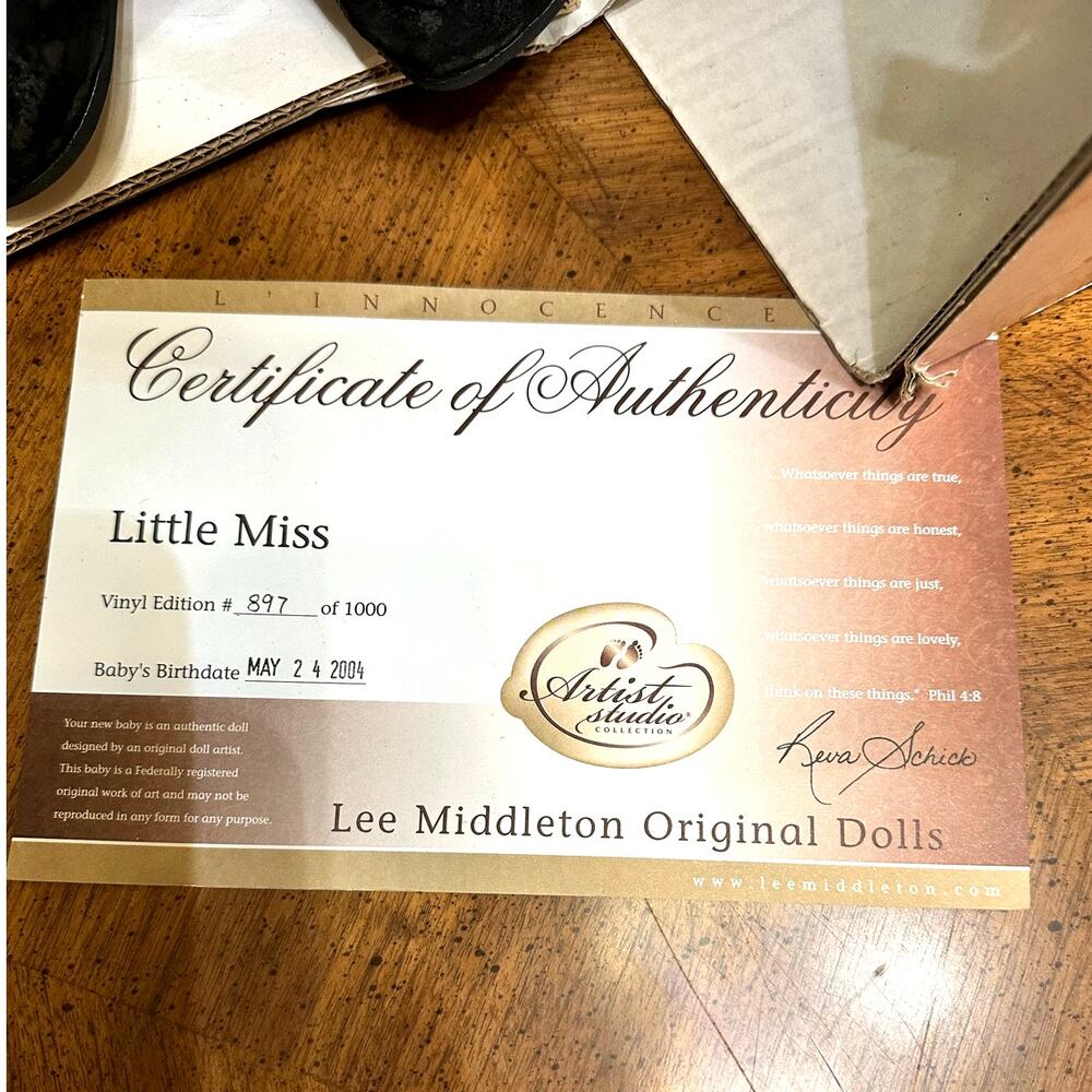 Lee Middleton Original Dolls Artist Studio #897/1000-2004 "Little Miss"-NEW - Picture 3 of 16
